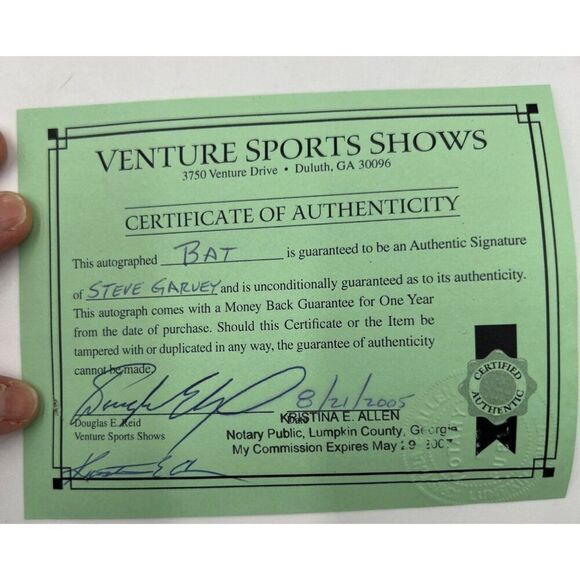 Steve Garvey Signed Baseball Bat Rawlings 74 NL MVP Professional Model COA - Picture 3 of 6